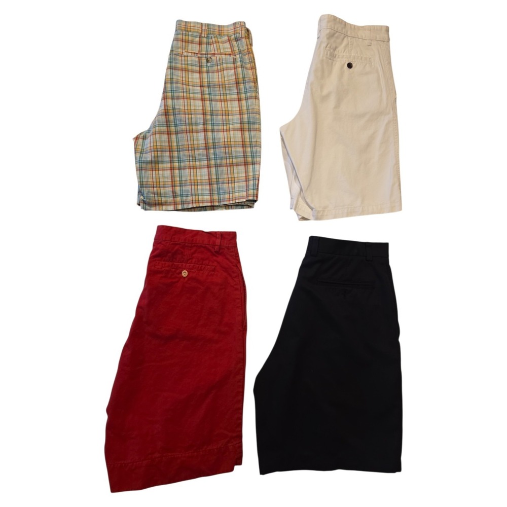 Mens Shorts Lot 32 Chino Preppy Nautica White Red Plaid Black 4 Pair